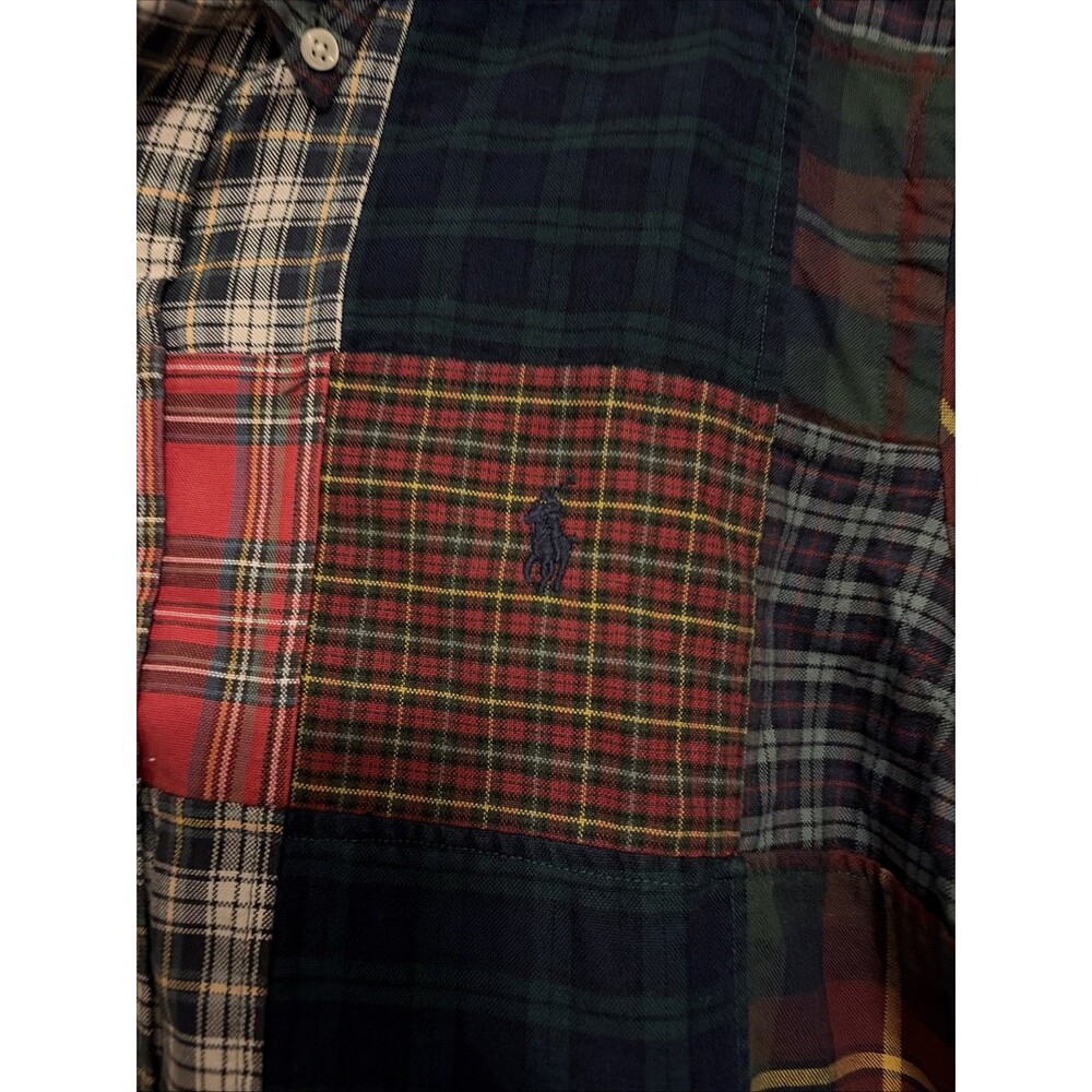 Ralph Lauren Patchwork Flannel Long Sleeve Button Up Shirt Size M - Picture 3 of 5